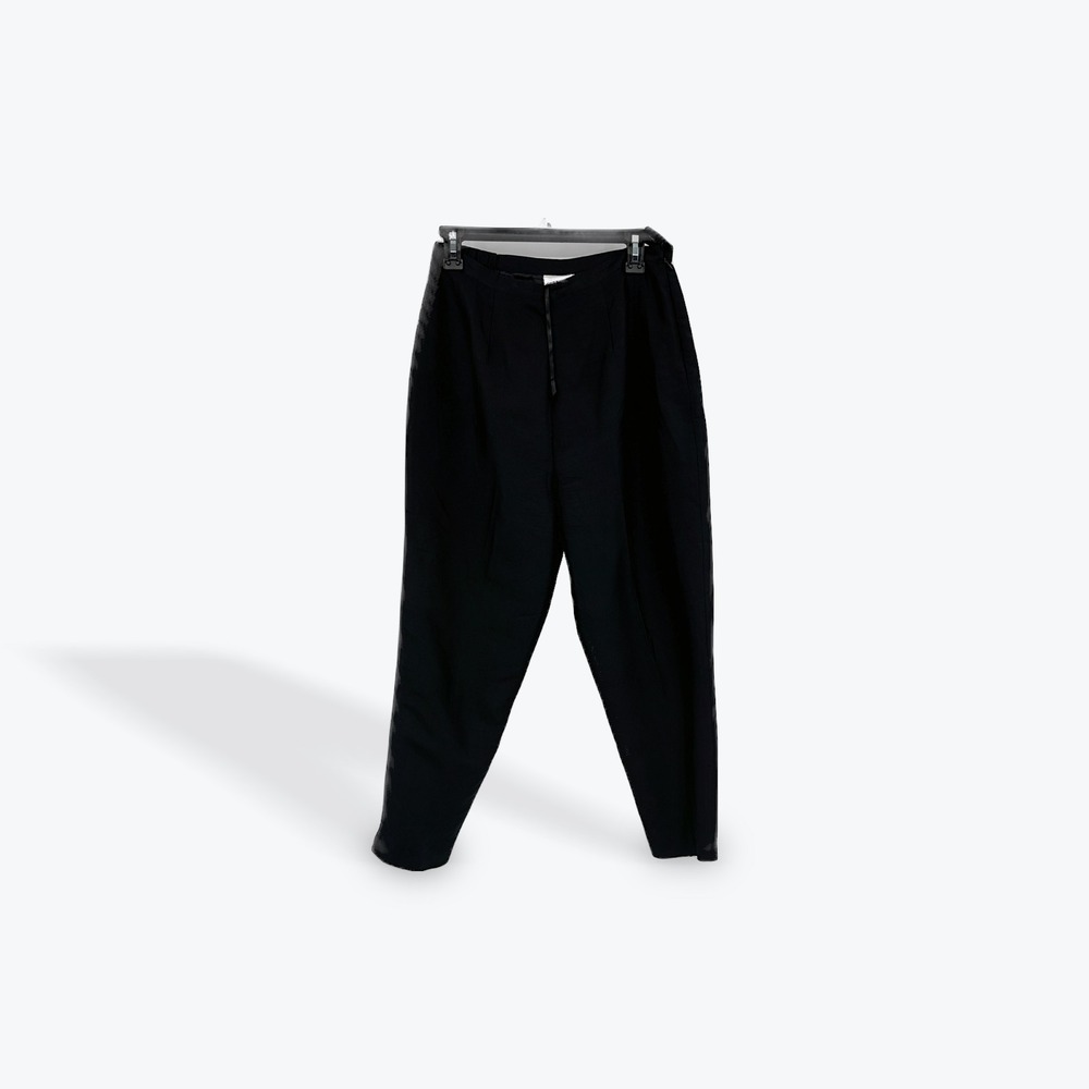 Robbie Bee Black Silk‎ Blend High Waist Pleated Wide Leg Dress Pants Size 8
